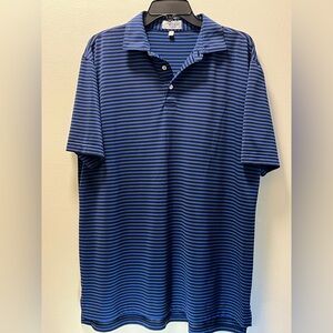 Peter Millar Summer Comfort Classic Polo Shirt, M, Size L, Blue/Black Stripes